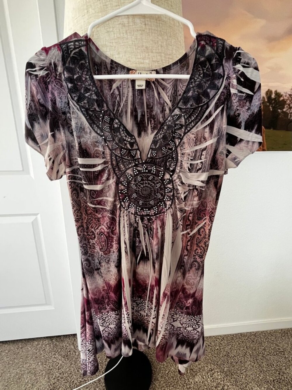 World Unity Whimsical Fairy Paisley Beaded Top | Tagged XS fits S/M